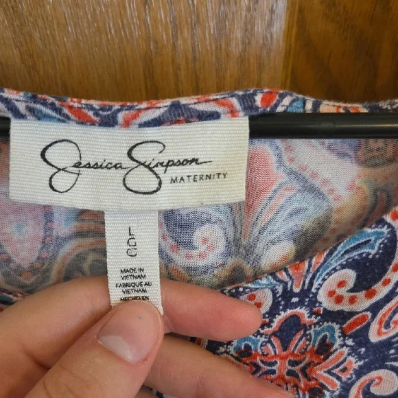 Maternity Printed Pink and Navy Long Sleeve Tunic Dress - Picture 2 of 5